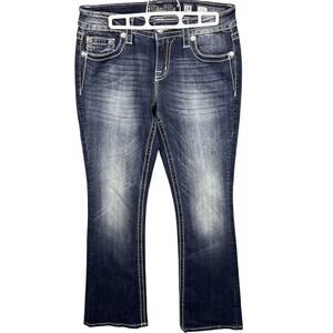 Miss Me Mid-Rise Easy Boot Cut Embellished Pocket Jeans Women's Size 28 Y2K